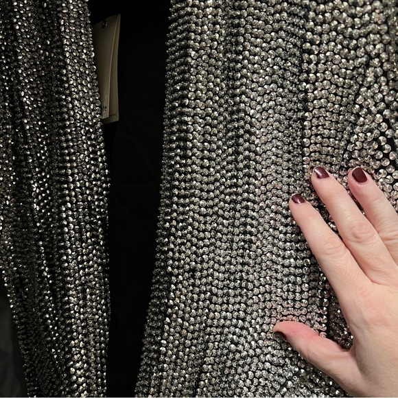 Retrofête Gabrielle Silver Beaded Wrap Mini Dress size Small - Picture 9 of 9